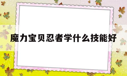 魔力宝贝忍者学什么技能好_魔力宝贝忍者有什么用