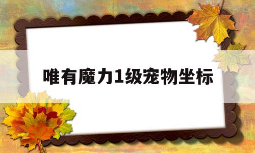 唯有魔力1级宠物坐标_唯有魔力一级宠物最佳捕捉