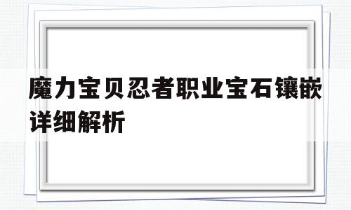 关于魔力宝贝忍者职业宝石镶嵌详细解析的信息