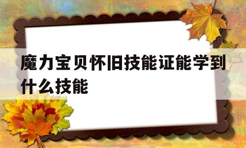 魔力宝贝怀旧技能证能学到什么技能_魔力宝贝怀旧技能证能学到什么技能好